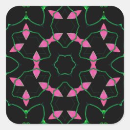 Adesivo Quadrado Caleidoscópio de Esmeralda e Rosa