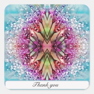 Adesivo Quadrado Caleidoscópio de Gotículas: Arte Floral Abstrata