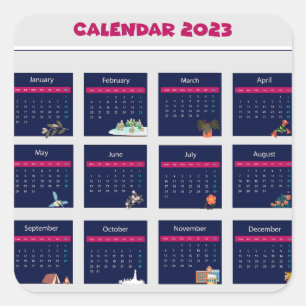 Adesivo Quadrado Calendário 2023