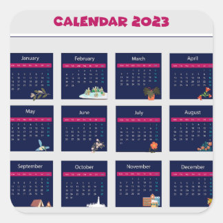 Adesivo Quadrado Calendário 2023