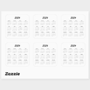 Adesivo Quadrado Calendário 2024 Ano Mensal