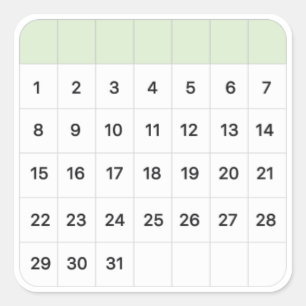 Adesivo Quadrado Calendário Mensal