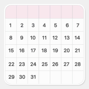 Adesivo Quadrado Calendário mensal de Floss feericamente