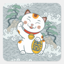 Adesivo Quadrado Calico Cat japonês | Maneki Neko