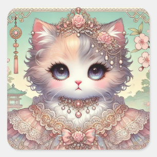 Adesivo Quadrado Calico Princess Cat