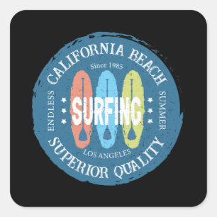 Adesivo Quadrado California Beach Surfing Los Angeles