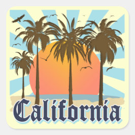 Adesivo Quadrado California Beaches Sunset