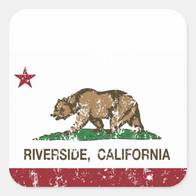 Adesivo Quadrado California Flag Riverside (Frente)