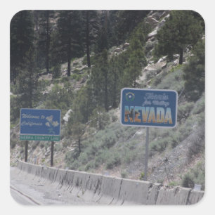Adesivo Quadrado California-Nevada Stateline Stickers