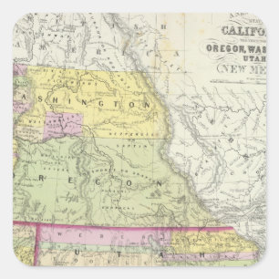 Adesivo Quadrado Califórnia, Oregon, Washington, Utá, New mexico 