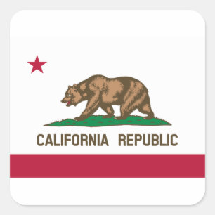 Adesivo Quadrado California Republic United States State Flag