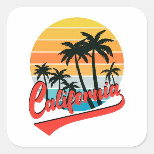 Adesivo Quadrado California Retro Sunset Sticker