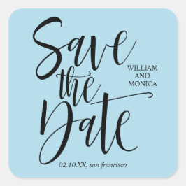 Adesivo Quadrado Caligrafia | Casamento moderno de Black Blue