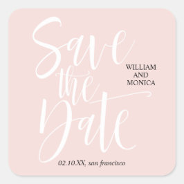 Adesivo Quadrado Caligrafia | Casamento moderno rosa branco