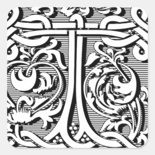 Adesivo Quadrado caligrafia celta monograma de renascimento T