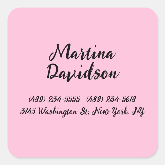 Adesivo Quadrado Caligrafia criativa rosa única original (Frente)