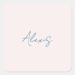 Adesivo Quadrado Caligrafia de Nome Script Simples Cor Pastel