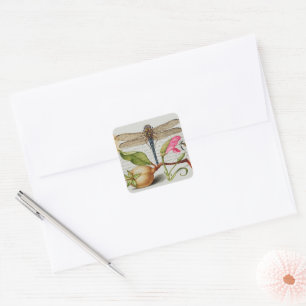 Adesivo Quadrado Caligrafia (Dragonfly, Cravo e pera)   