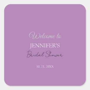 Adesivo Quadrado Caligrafia Elegante Lavanda Chuveiro de Noiva