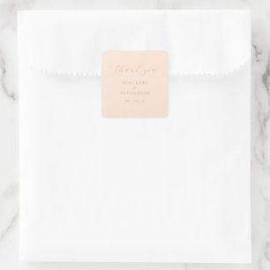 Adesivo Quadrado Caligrafia Elegante Pêssego