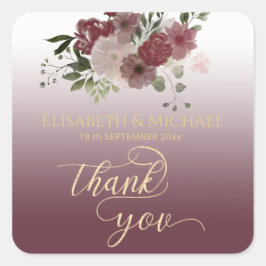 Adesivo Quadrado Caligrafia floral com aquarela