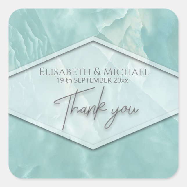 Adesivo Quadrado Caligrafia geométrica romântica teal (Frente)