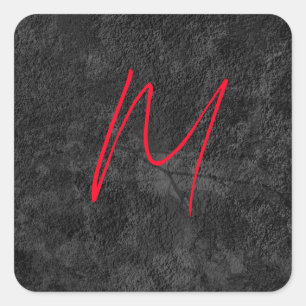 Adesivo Quadrado Caligrafia inicial do nome do monograma vermelho d