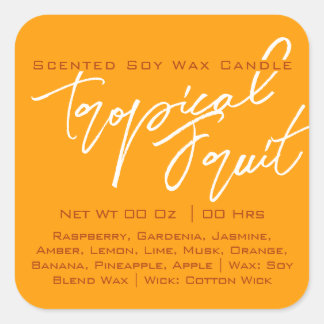 Adesivo Quadrado Caligrafia Moderna - Alface Amarela - Vela Laranja