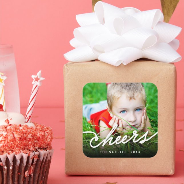 Adesivo Quadrado Caligrafia Moderna de Aplaudimentos Foto Feriado (Festa)