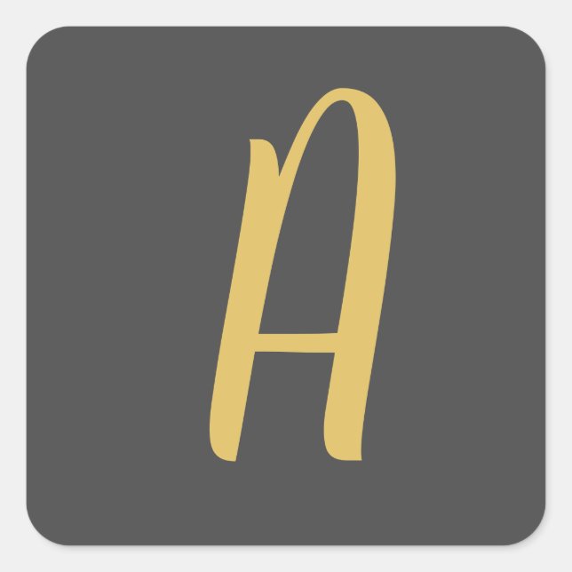 Adesivo Quadrado Caligrafia profissional do Monograma Dourado Chic (Frente)