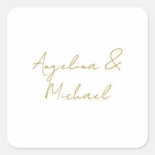 Adesivo Quadrado Caligrafia Profissional Elegante Cor Dourada