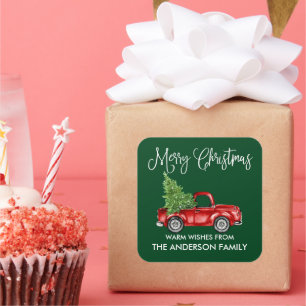 Adesivo Quadrado Caligrafia Vintage Truck Green