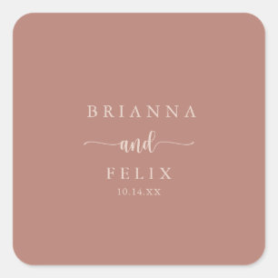 Adesivo Quadrado Calligrafia Terracotta Casamento Envelope Selos