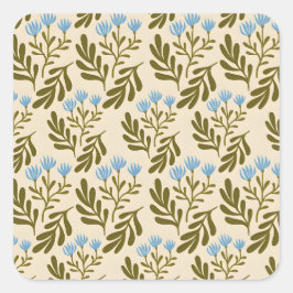 Adesivo Quadrado  Calm and Natural: Blue Flower Seamless Pattern