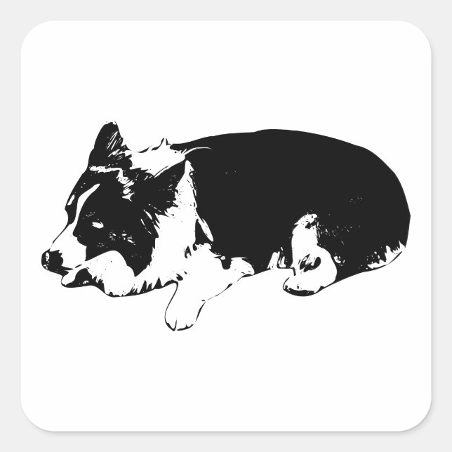 Adesivo Quadrado calma de natal lambida, corgi (Frente)