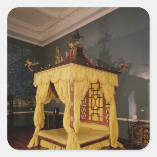 Adesivo Quadrado Cama de quatro posters, no estilo chinês, 1750s