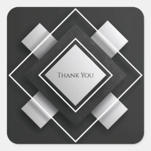 Adesivo Quadrado Camadas de Diamante Texturizado Preto e Branco Mon