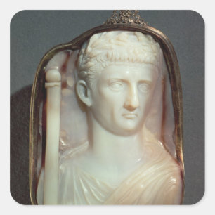 Adesivo Quadrado Cameo da ágata que carrega o retrato de Claudius