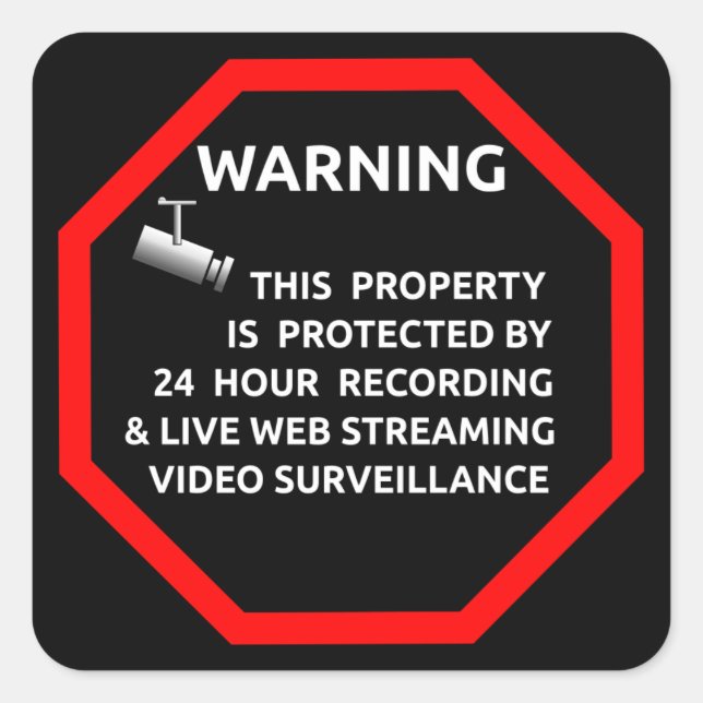 ADESIVO QUADRADO CÂMERA DE AVISO DE SURVELLIÊNCIA DO SINAL DE SEGUR (Frente)