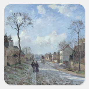 Adesivo Quadrado Camille Pissarro   a estrada a Louveciennes, 1872