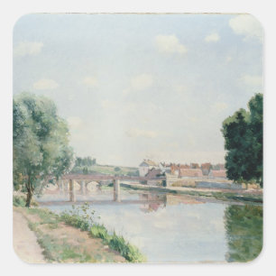 Adesivo Quadrado Camille Pissarro   a ponte Railway, Pontoise