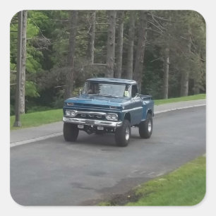 Adesivo Quadrado Caminhão de coleta do GMC Azul clássico antigo