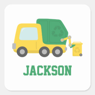 Adesivo Quadrado Caminhão de lixo reciclagem personalizado para cri