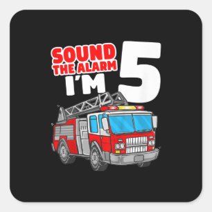 Adesivo Quadrado Caminhão-Fogo de 5 anos 5 de Bombeiros
