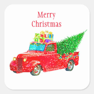 Adesivo Quadrado Caminhão Vermelho de Natal