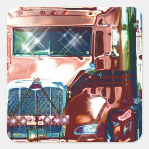 Adesivo Quadrado Caminhão Vermelho Grande para Caminhoneiros e Cami