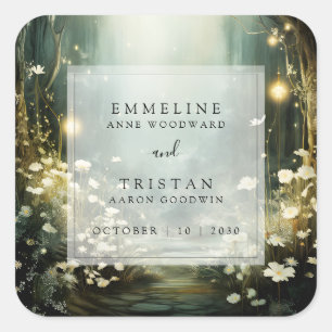 Adesivo Quadrado Caminho Da Floresta Encantada Do Casamento Verde D