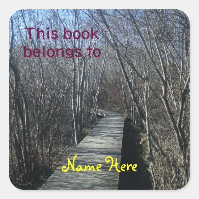 Adesivo Quadrado Caminho Este livro pertence a, Vinheta de Livraria (Frente)