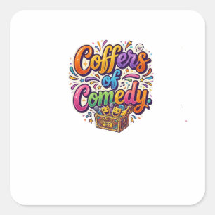 Adesivo Quadrado Camisa 'Coffers of Comedy' – Amante de Café Engraç