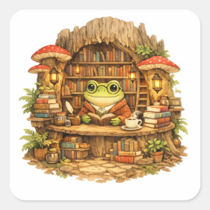 Adesivo Quadrado Camisa da Livraria do Sapo   Sapo Cottagecore Lend
